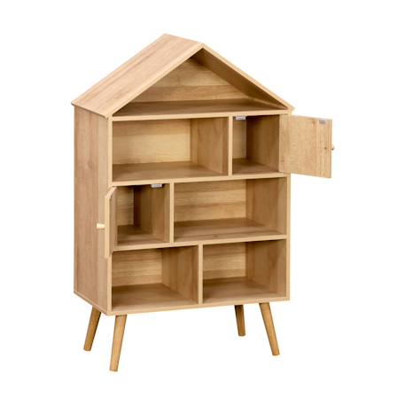 Etagère bibliothèque décor bois, 7 compartiments et 2 portes en cannage Naturel 5 - vertbaudet enfant 