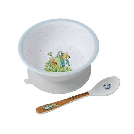 Bol ventouse avec cuillère pierre lapin Blanc 1 - vertbaudet enfant 
