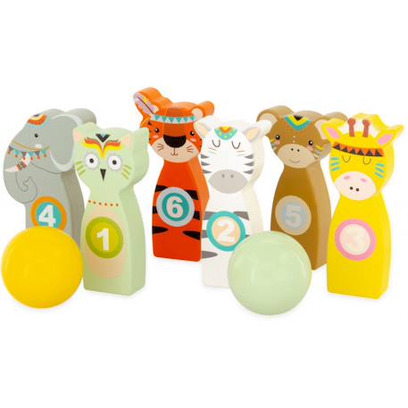 Jeu de quilles animaux 10 cm Beige 1 - vertbaudet enfant 