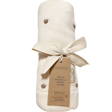 Couverture en tricot et coton bio Crème, marron 2 - vertbaudet enfant 