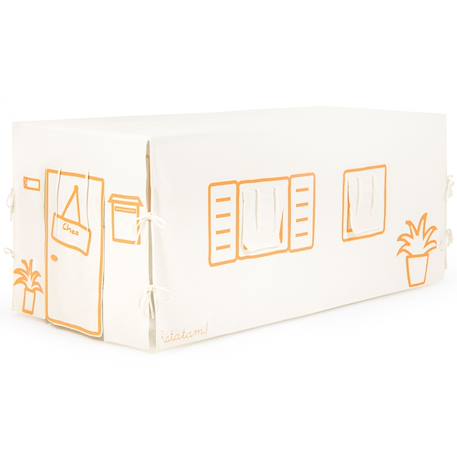 Cabane de table château noir et beige (90 x 200 cm) Ecru, noir+Ecru, orange 7 - vertbaudet enfant 