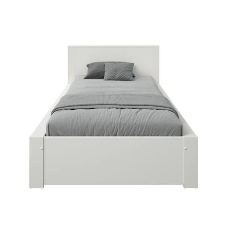 Lit avec chevets et tiroir pin massif  colette Blanc 4 - vertbaudet enfant 