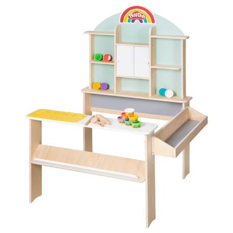 Marchande en bois + 12 pots de pâte à modeler x play-doh + tablier et accessoires Vert menthe - naturel 3 - vertbaudet enfant 