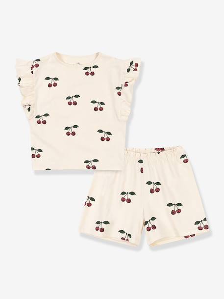 Ensemble bébé tee-shirt et short Lin Frill Set Gots écru 1 - vertbaudet enfant 