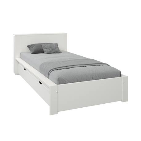 Lit avec chevets et tiroir pin massif  colette Blanc 6 - vertbaudet enfant 