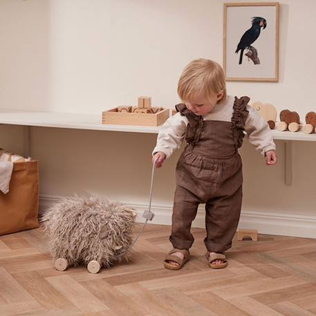 Jouet à tirer en bois mammouth neo Gris, beige 2 - vertbaudet enfant 