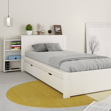 Lit avec chevets et tiroir pin massif  colette Blanc 3 - vertbaudet enfant 