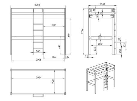 Lit mezzanine avec bureau calvi Blanc 4 - vertbaudet enfant 