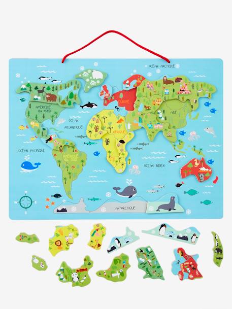 Puzzle Monde magnétique en bois FSC® multicolore 1 - vertbaudet enfant 