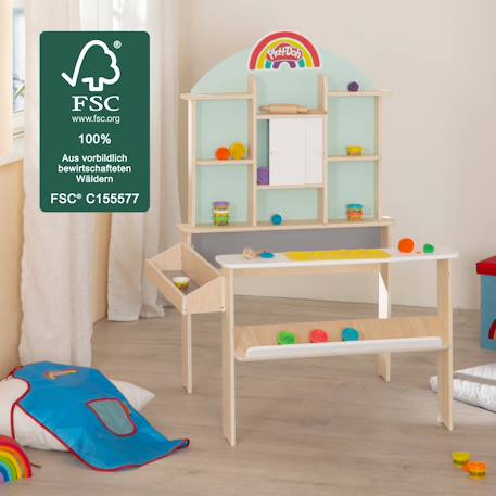 Marchande en bois + 12 pots de pâte à modeler x play-doh + tablier et accessoires Vert menthe - naturel 6 - vertbaudet enfant 