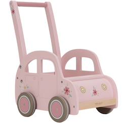 Chariot de marche voiture en bois rose  - vertbaudet enfant