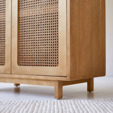 Armoire enfant en bois d'orme massif et cannage luis Naturel 5 - vertbaudet enfant 