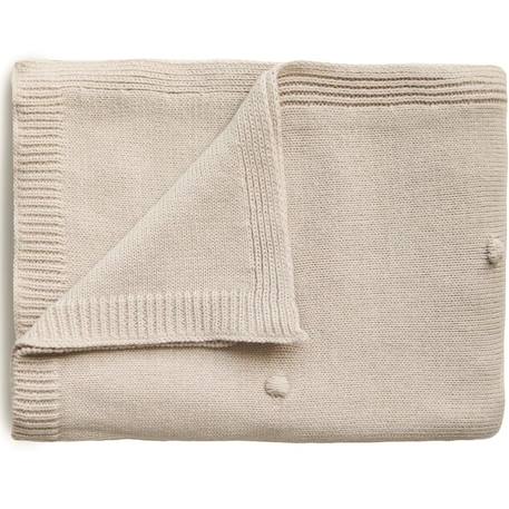 Couverture tricotée en coton bio textured dots off white (80 x 100 cm) Ecru 1 - vertbaudet enfant 