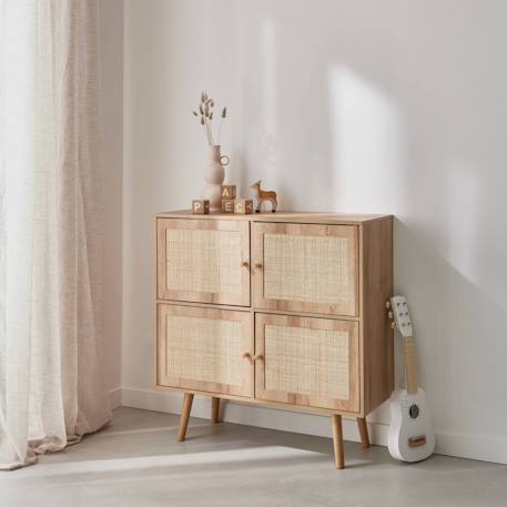 Commode enfant décor bois 4 portes en cannage Naturel 5 - vertbaudet enfant 