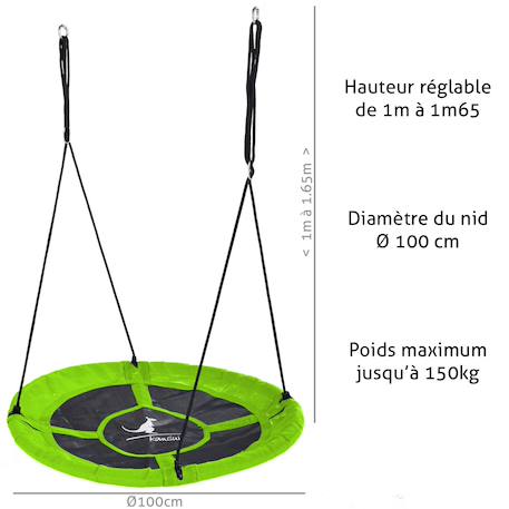 Kangui balançoire ronde nid d'oiseau rond ø100cm - vert - charge 150kg maxi Vert 4 - vertbaudet enfant 