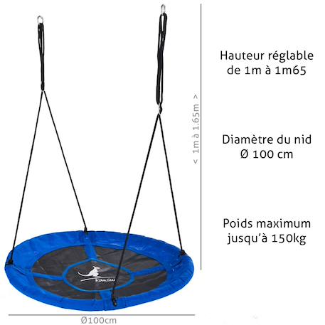 Kangui balançoire ronde nid d'oiseau rond ø100cm - bleu - charge 150kg maxi Bleu 4 - vertbaudet enfant 