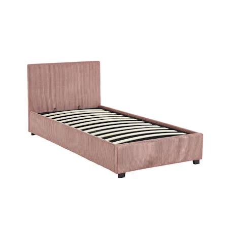 Lit coffre avec sommier à lattes et tête de lit, l 202 x p 97,5 x h 86cm, finition velours côtelé (grosse côte) Blanc+Gris+Rose 14 - vertbaudet enfant 