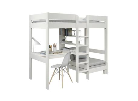 Lit mezzanine avec bureau et fauteuil convertible calvi Blanc 2 - vertbaudet enfant 