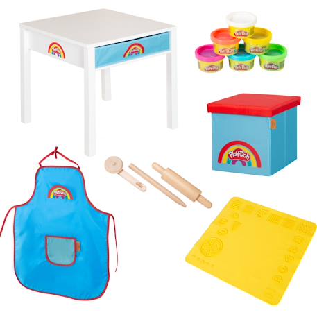 Table enfant + tabouret + 6 pots de pâte à modeler x play-doh et accessoires Blanc - bleu 1 - vertbaudet enfant 