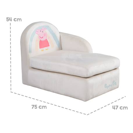 Canapé méridienne pour enfant en velours doux peppa pig Beige - peppa pig 4 - vertbaudet enfant 