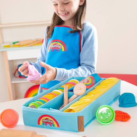 Lot de 12 pâtes à modeler + tablier + boite en tissu + tapi 3d + accessoires en bois fsc® Multicolore 6 - vertbaudet enfant 