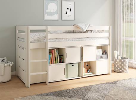 Lit mi-hauteur avec bureau et rangement jade Blanc 3 - vertbaudet enfant 