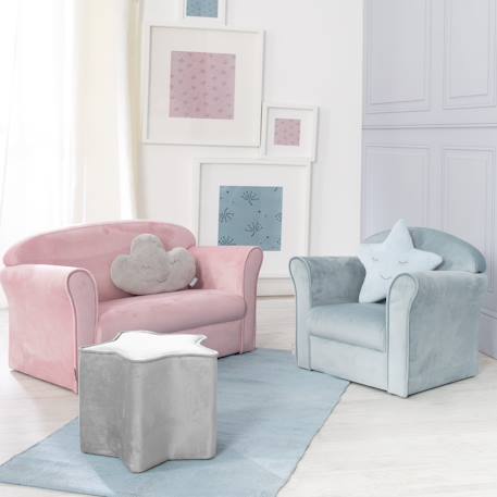 Canapé club en velours doux pour enfant - rembourré en mousse - lil sofa Gris argenté+Rose pastel 12 - vertbaudet enfant 