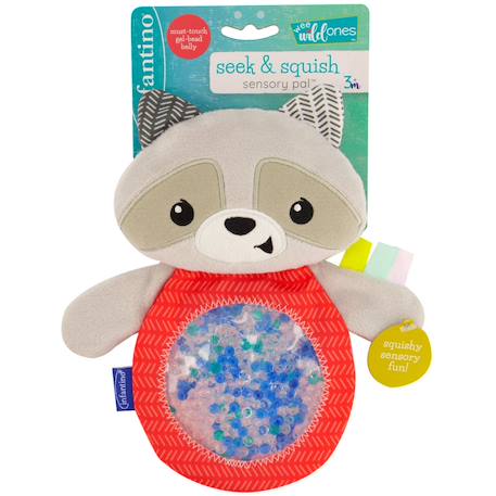 Mon doudou raton laveur sensoriel Gris, rouge, bleu 1 - vertbaudet enfant 