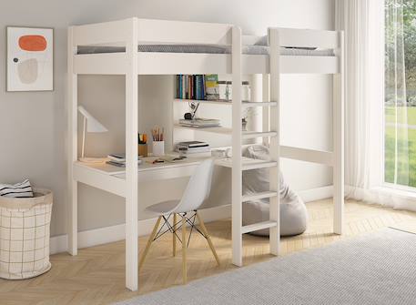 Lit mezzanine avec bureau calvi Blanc 1 - vertbaudet enfant 