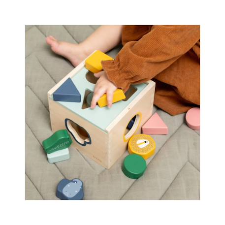 Cubes à formes en bois animaux - trixie Beige 3 - vertbaudet enfant 