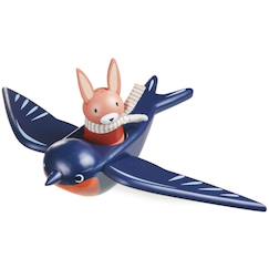 Jouet-Hirondelle et son ami lapin en bois