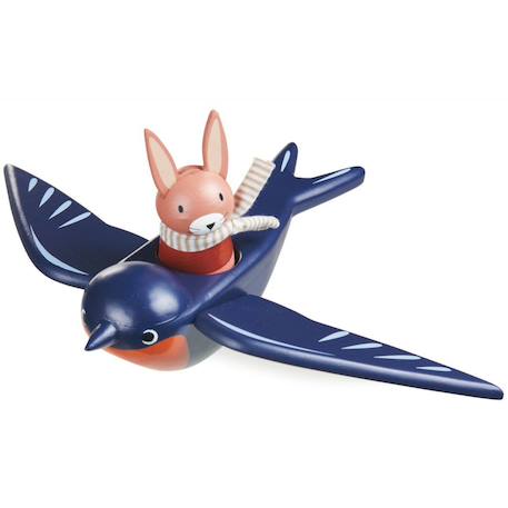 Hirondelle et son ami lapin en bois Bleu, rouge, rose 1 - vertbaudet enfant 