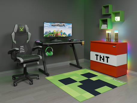 Tapis gamer minecraft carré - moelleux et antidérapant Vert - creeper 2 - vertbaudet enfant 
