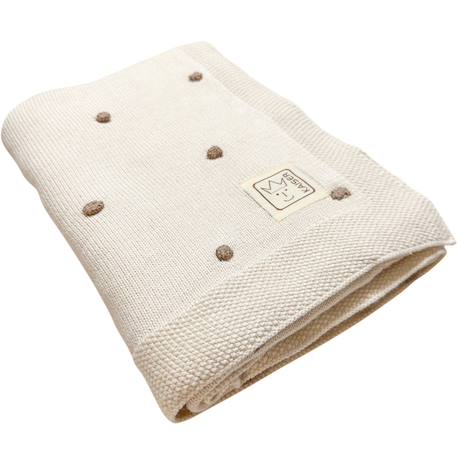 Couverture en tricot et coton bio Crème, marron 1 - vertbaudet enfant 