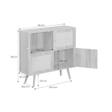Commode enfant décor bois 4 portes en cannage Naturel 4 - vertbaudet enfant 