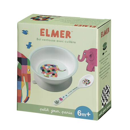 Bol ventouse avec cuillère elmer Blanc 2 - vertbaudet enfant 