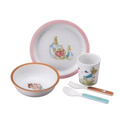 Puériculture-Coffret 5 pièces pierre lapin rose
