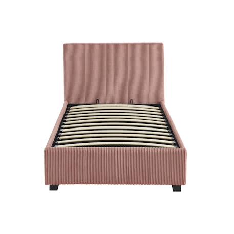 Lit coffre avec sommier à lattes et tête de lit, l 202 x p 97,5 x h 86cm, finition velours côtelé (grosse côte) Blanc+Gris+Rose 15 - vertbaudet enfant 