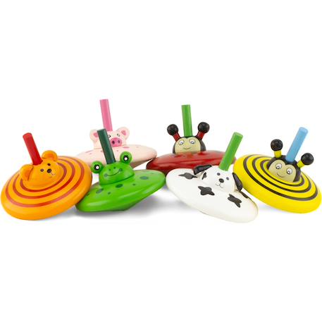 Lot de 6 toupies animaux Rouge 1 - vertbaudet enfant 