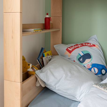 Lit superposé séparable avec lit gigogne en hêtre arsène Blanc-bois+Bois+Vert-bois 16 - vertbaudet enfant 