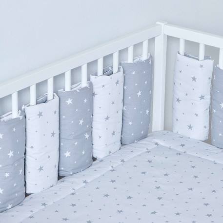 Tour de lit modulable et réversible stella Stella, imprimé étoiles blanc, gris 6 - vertbaudet enfant 