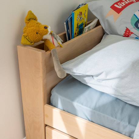 Lit enfant avec lit gigogne bois massif hêtre naturel  arsène Bois naturel 4 - vertbaudet enfant 