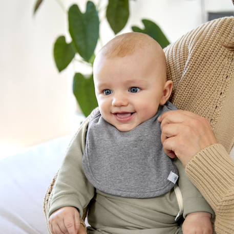Lot de 3 bavoirs naissance gris foncé-gris clair-nature mélange Gris, marron 2 - vertbaudet enfant 