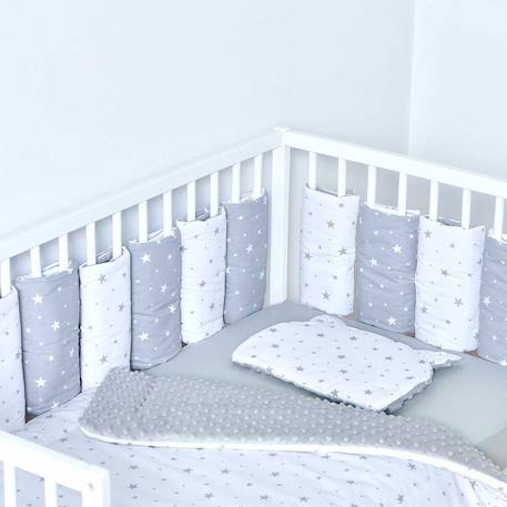 Tour de lit modulable et réversible stella Stella, imprimé étoiles blanc, gris 4 - vertbaudet enfant 