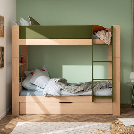 Lit superposé séparable avec lit gigogne en hêtre arsène Blanc-bois+Bois+Vert-bois 14 - vertbaudet enfant 
