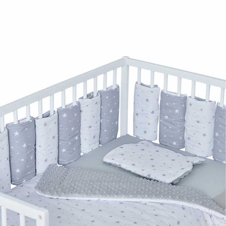 Tour de lit modulable et réversible stella Stella, imprimé étoiles blanc, gris 2 - vertbaudet enfant 