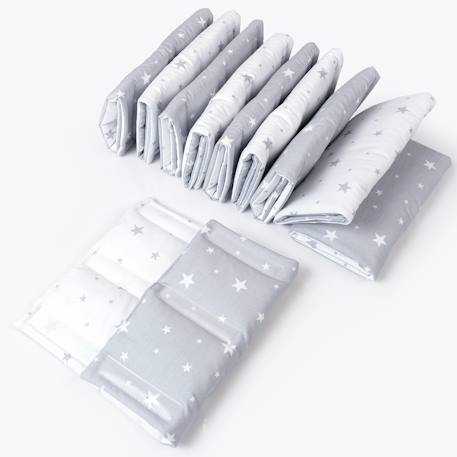 Tour de lit modulable et réversible stella Stella, imprimé étoiles blanc, gris 3 - vertbaudet enfant 