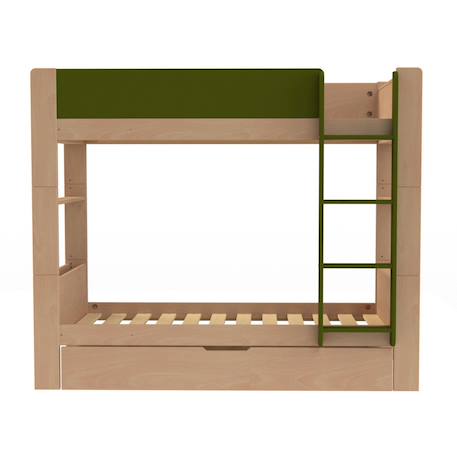 Lit superposé séparable avec lit gigogne en hêtre arsène Blanc-bois+Bois+Vert-bois 18 - vertbaudet enfant 