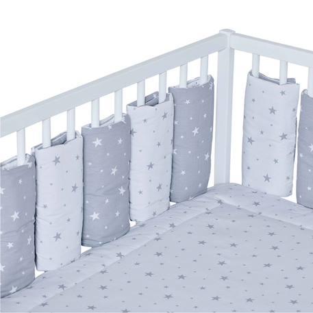 Tour de lit modulable et réversible stella Stella, imprimé étoiles blanc, gris 1 - vertbaudet enfant 