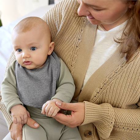 Lot de 3 bavoirs naissance gris foncé-gris clair-nature mélange Gris, marron 5 - vertbaudet enfant 